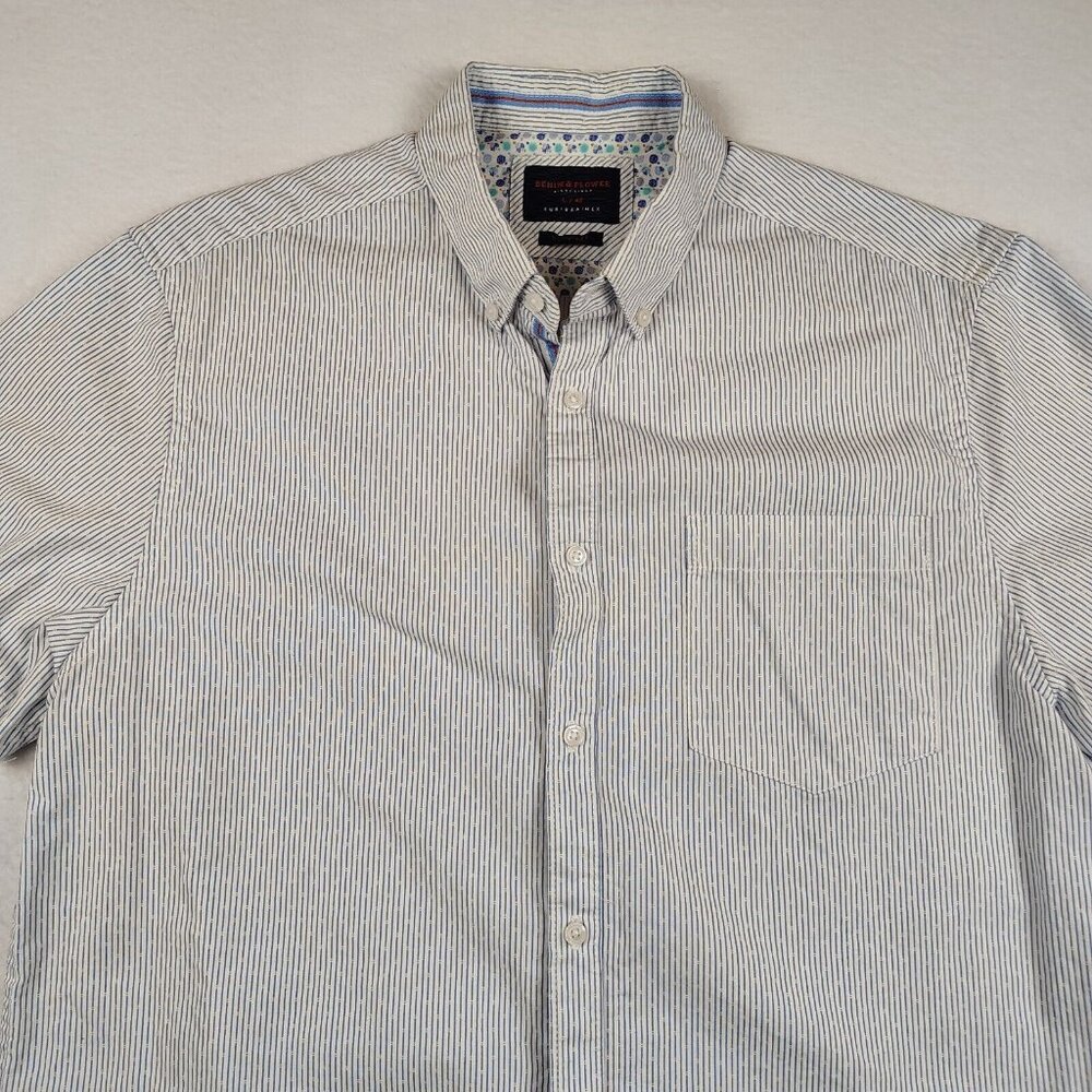 Denim & Flower White Pinstriped Slim Fit Shirt Ricky Singh Mens Large - Picture 3 of 8